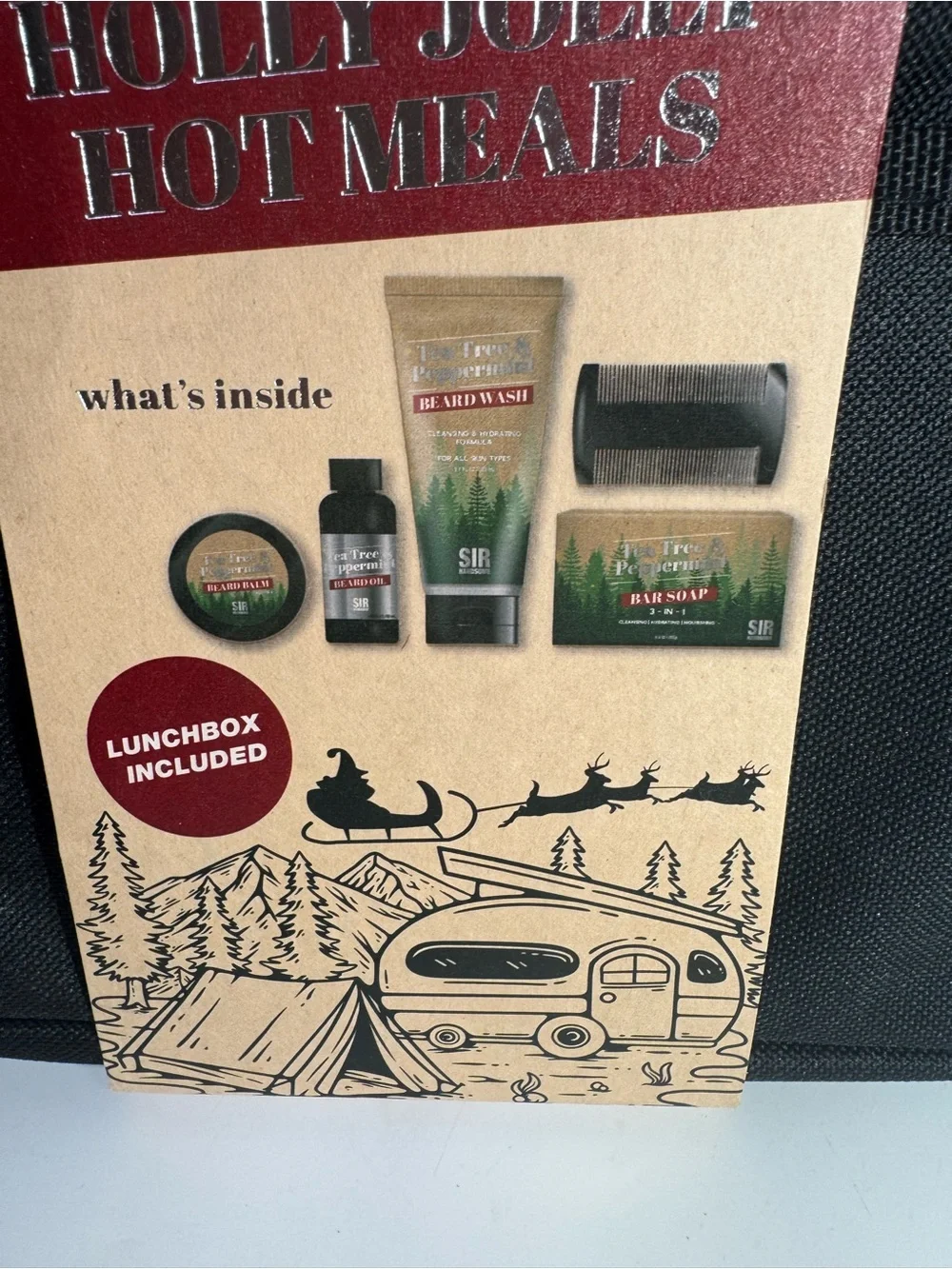 Holly Jolly Hot Meals Black Men’s Lunchbox Grooming Kit Holiday, Gift, Party